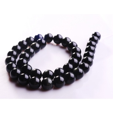 12MM Natural Black Obsidian Round Semi Precious Stone Beads 16
