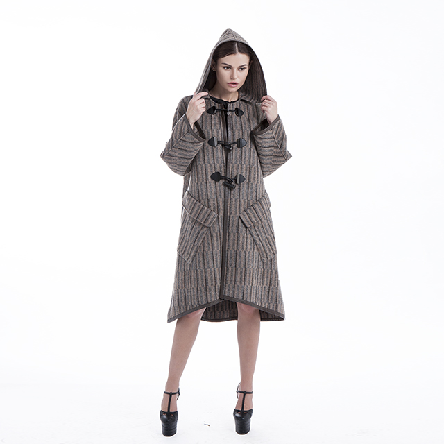 Striped cashmere overcoat