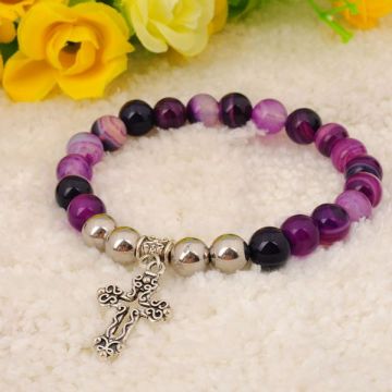 Natural Purple Agate Bracelet Gemstone jewelry alloy pendants