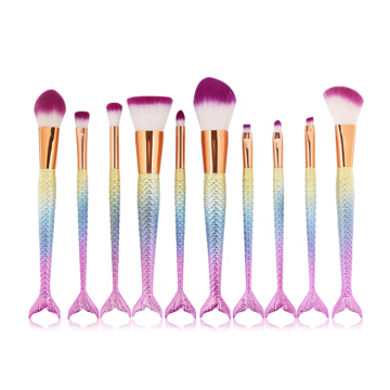 10 Piece Rainbow Color Makeup Brushes