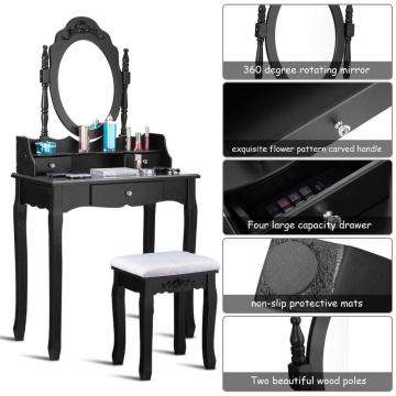 Black mirror bedroom furniture wood dressing table