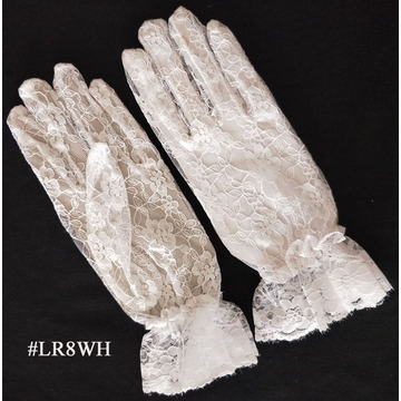 White Short Length Lace Glove for Wedding
