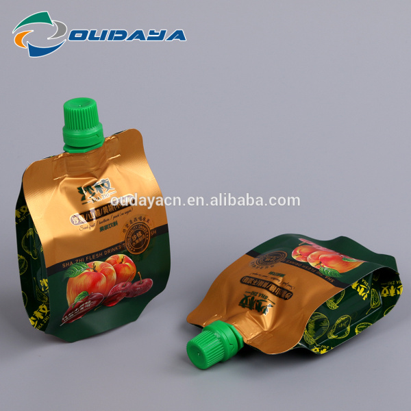 Printed Plastic Liquid Fruit Drink Pouch With Spout
