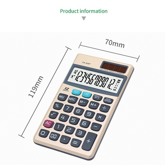 A 12 digits check pocket calculators