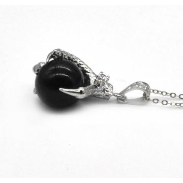 925 Sterling Silver Black Onyx 15MM Sphere Dragon Claw Pendant Jewelry