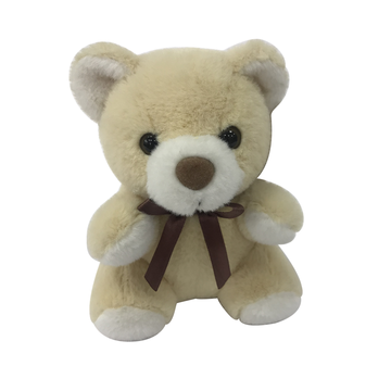 Beige Bear Plush Toy With Ribbon