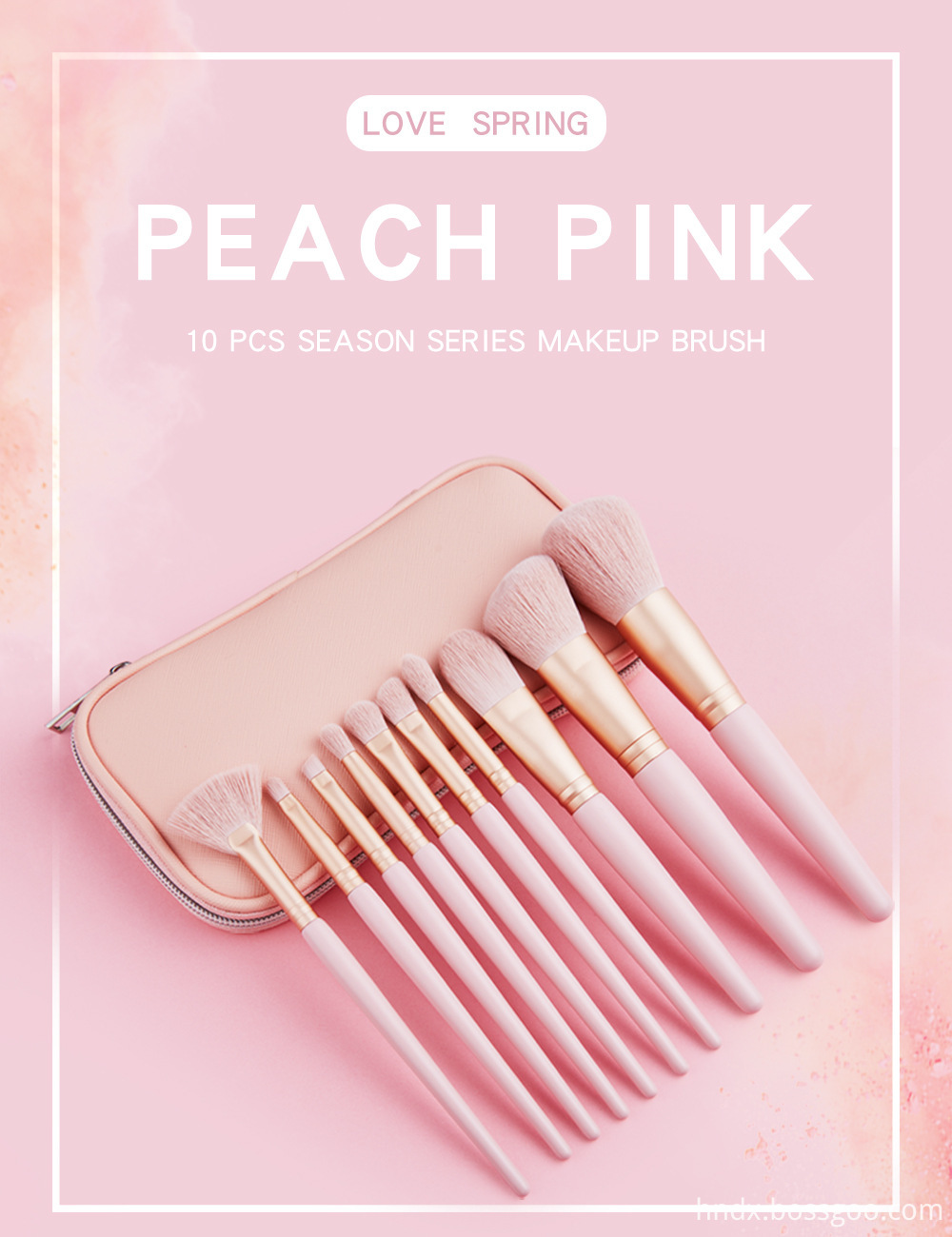 10 Piece Pink Makeup Brush Set