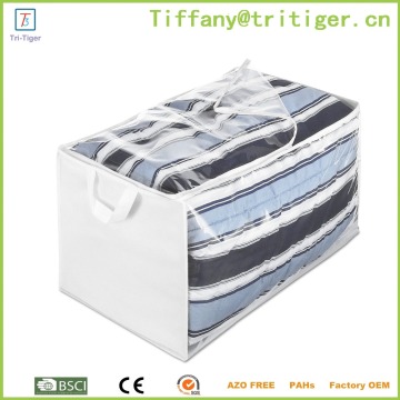 factory foldable clear pvc quilt bag with non woven bag for home organizer