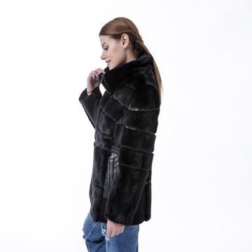 Black fur wool overcoat