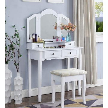 Furniture White Wooden Vanity Wardrobe Dressing Table Designs