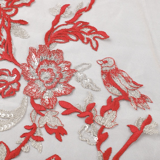MX319 falt embroidery lace fabric
