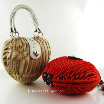 Beach Tote Bag Handmade Straw Woven with Pom Pom for Women and Girls