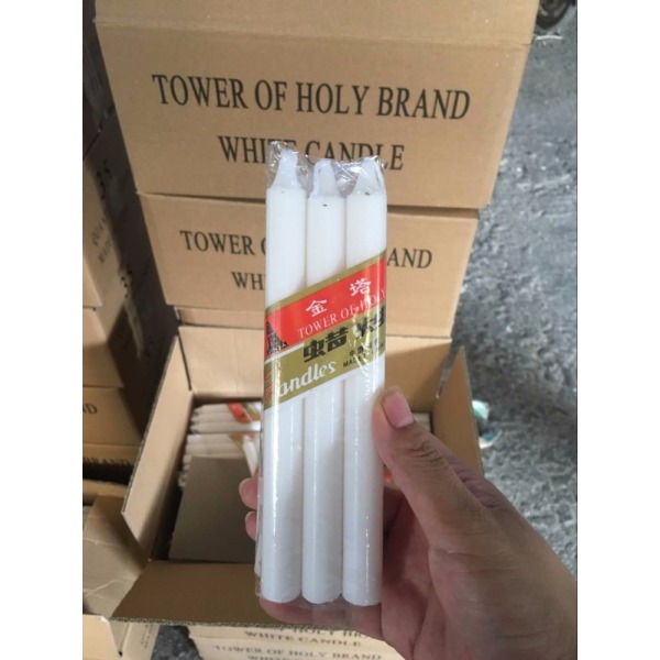 Bougies white color candle cellophane holy candle