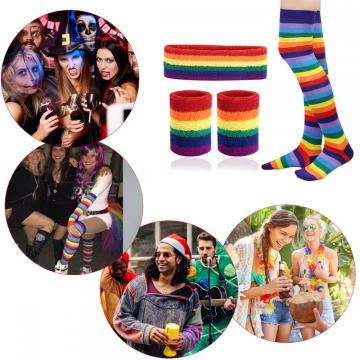 Rainbow Costume Sets - Womens Rainbow Stripe Headband Set