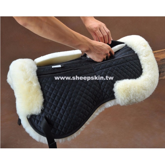 Black Sheepskin Quilt Half Saddle Pad