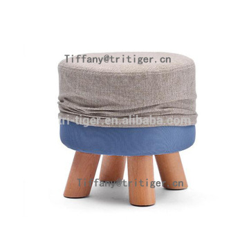 European-Style Ottoman Fabric Living Room Wooden shoes changing stool