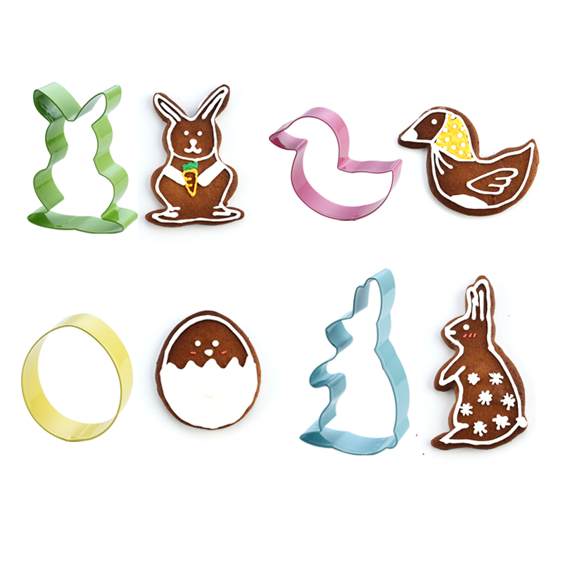 4 pieces colorful Easter rabbit cookie cutter set