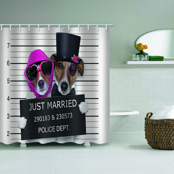 Dog Waterproof Shower Curtain Funny Animal Bathroom Decor