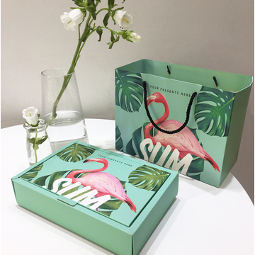 Green flamingo pattern bakery boxes wholesale