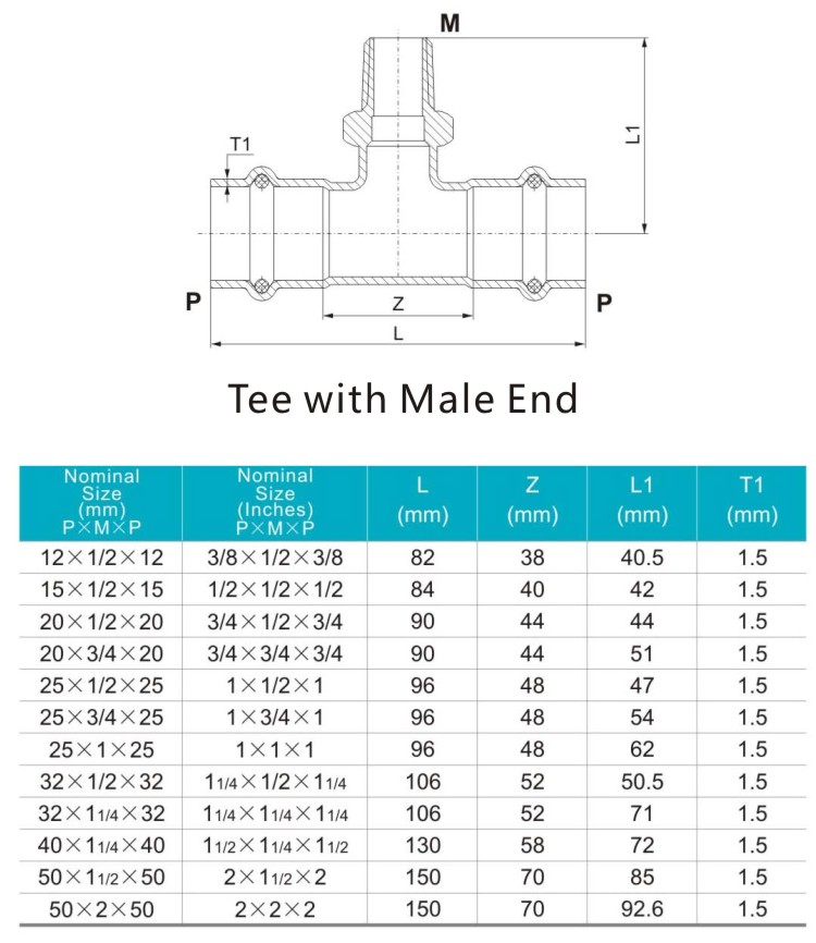 tee with male end