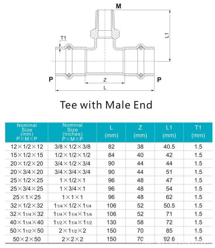 tee with male end
