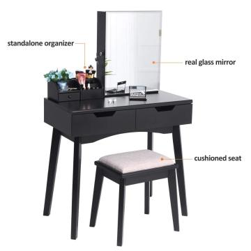 Modern Bedroom Wood Dressing Mirror Makeup Vanity Table  with Jewery organizer