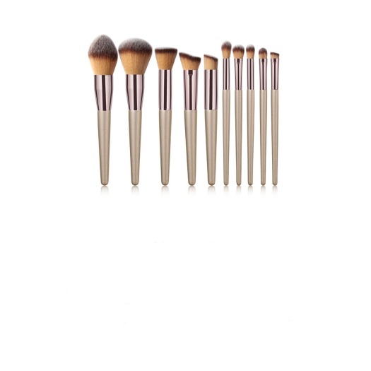 10 Piece Champagne Gold Makeup Brushes Suit