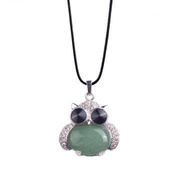 Newest Green Owl Shaped Silver Pendant Necklace for Women Jewelries Gift