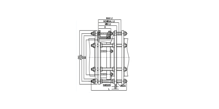 double flanged dismantling joint drawing