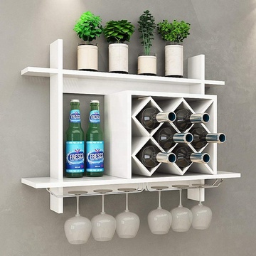White wall mounted wooden display wine rack for home decoration