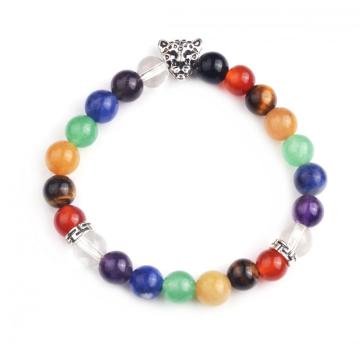 Wholesale Colorful Chakra Elastic ​Beads Bracelets with Charms Buddha/Lion Bracelet