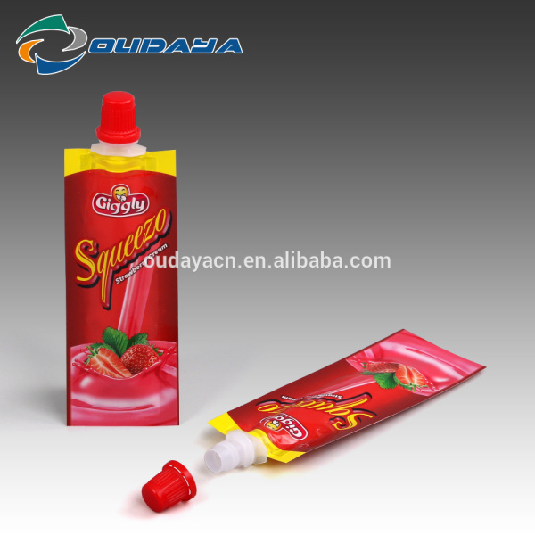 Package 8.2mm Spout Liquid Strawberry Cream Packaging Pouch