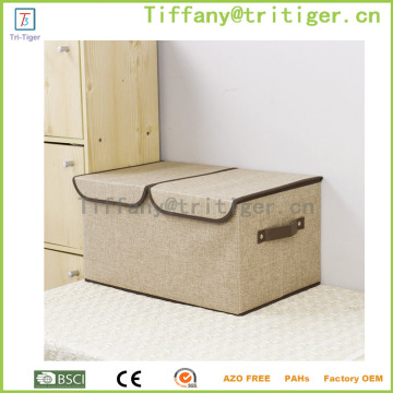 Foldable Thick Polyester Storage Bin Clothes Organizer Box 2 Lids fabric organizer separate storage box cardboard