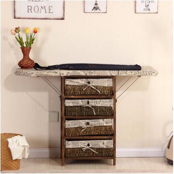 Ironing Board Wooden Ironing Cabinet With Wicker Drawer