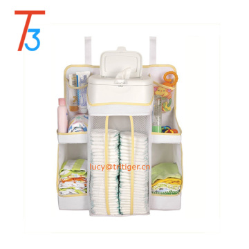 8 pockets Baby infant Nursery Diaper Organizer Storage Stacker Crib Hanger White