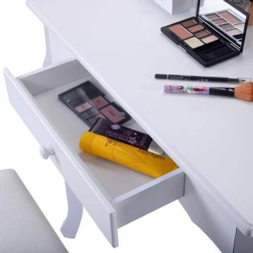 Vanity Table Jewelry Makeup Desk Bench Dresser w/ Stool White