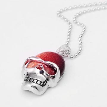 Red Goldstone Skull Gemstone Pendant Necklace with Silver chain