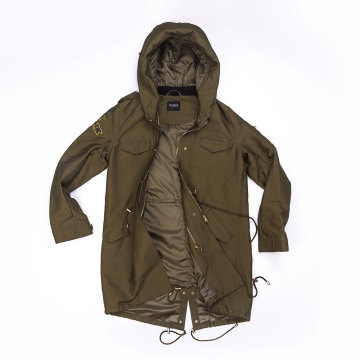 Women`s military green Parka with hood