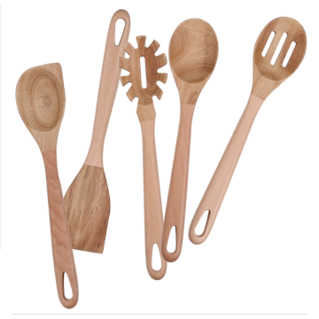Wooden handle cooking utensils set of 5 pcs