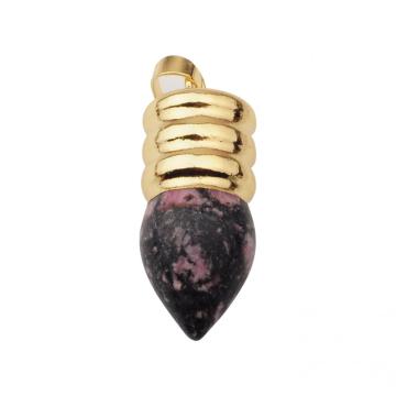 Natural lamp bulb Rhodochrosite Crystal Pendant Plated Gold