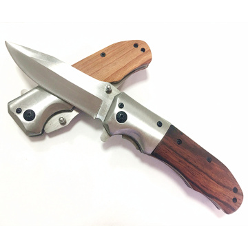Fast Open Camping Wood Handle Pocket Knife