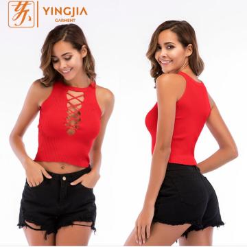 Knitted Hollow Out Camisole Sexy Woman Crop Tops