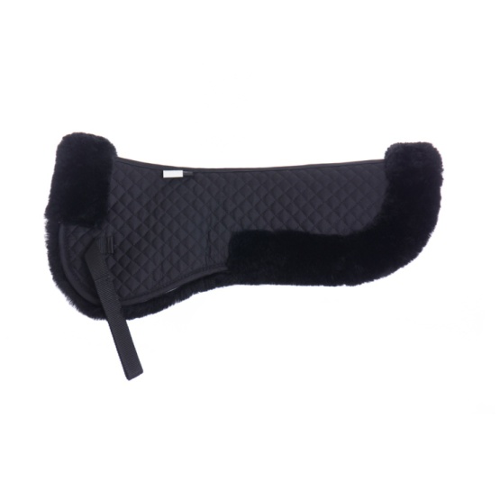 High Quality Sheepskin Quilt Half Saddle Pad Black