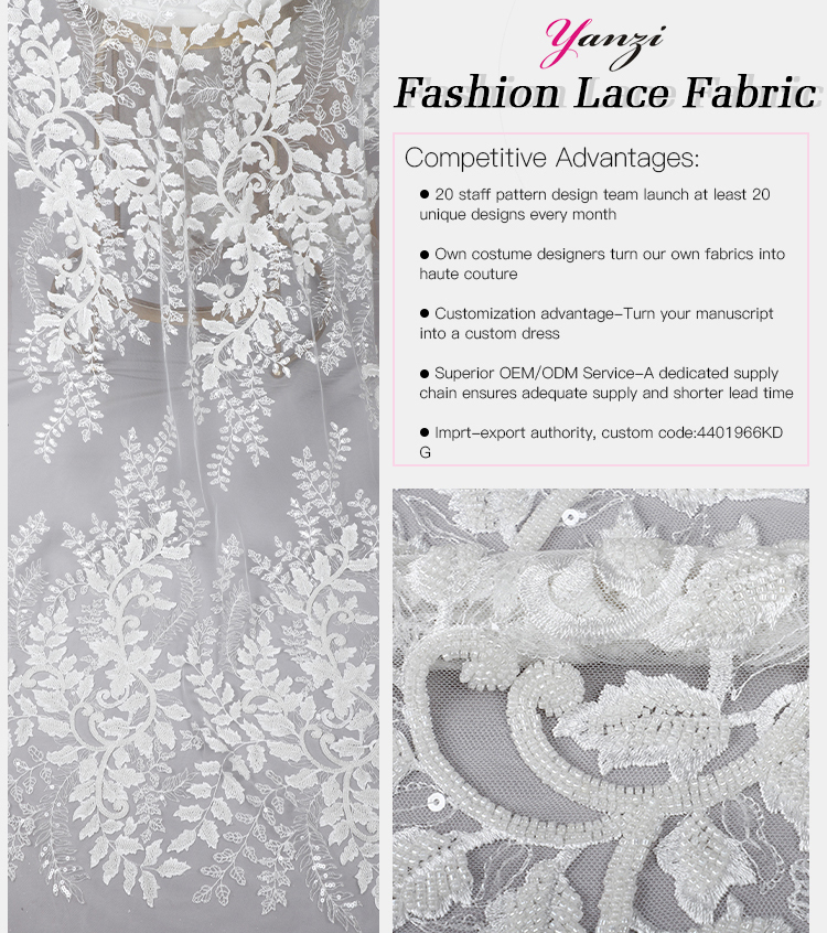 Beaded lace fabric 