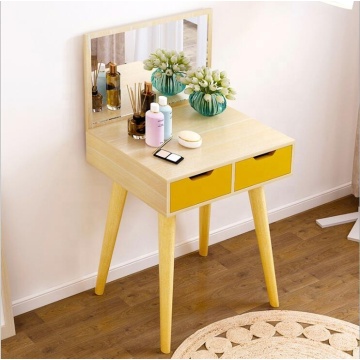 Furniture Portable makeup table wooden veneer mirrored dresser