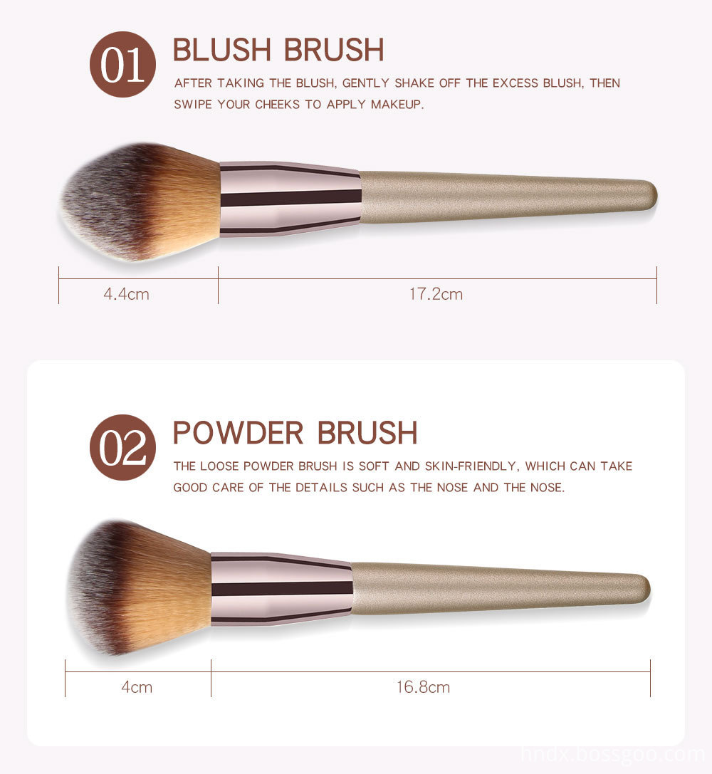 10 Piece Champagne Gold Makeup Brushes -1