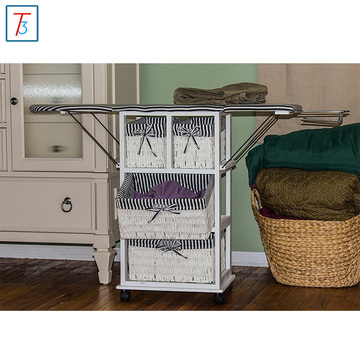 Corner Housewares wood wicker ironing board with laundry basket