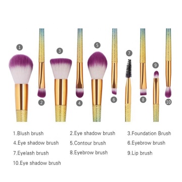 Metallic Makeup Brush Set 10 Pcs
