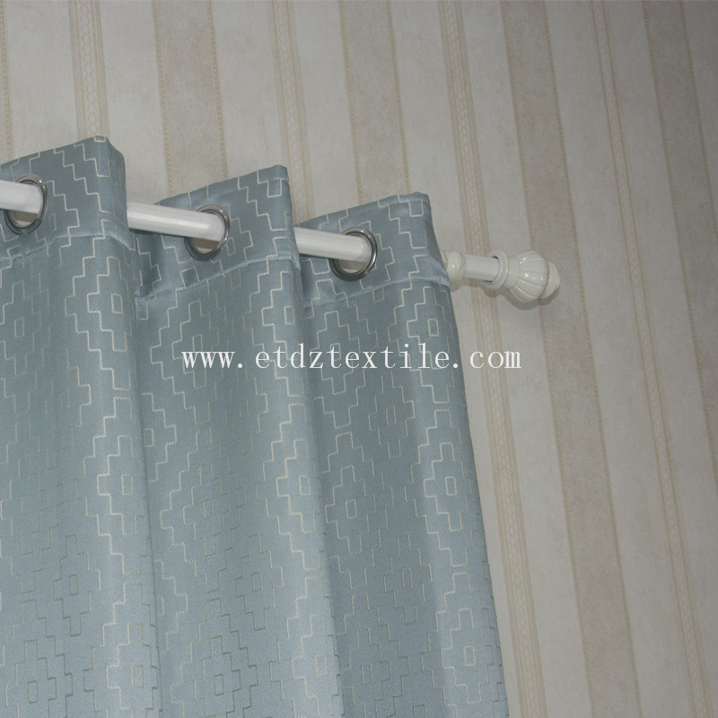 Polyester Embroidery Like Jacquard New Pattern Window  Fabric GF026 Water Blue