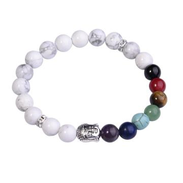 Howlite Bracelet Buddha 7 Chakra Gemstone Alloy Beads Jewelry